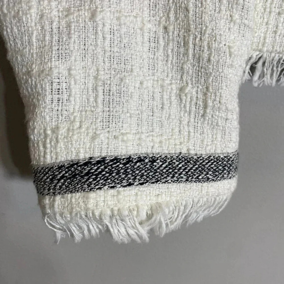 J.Crew Tweed Motorcycle Jacket with Fringe Women's 12 White Gold Career Preppy - Picture 10 of 16